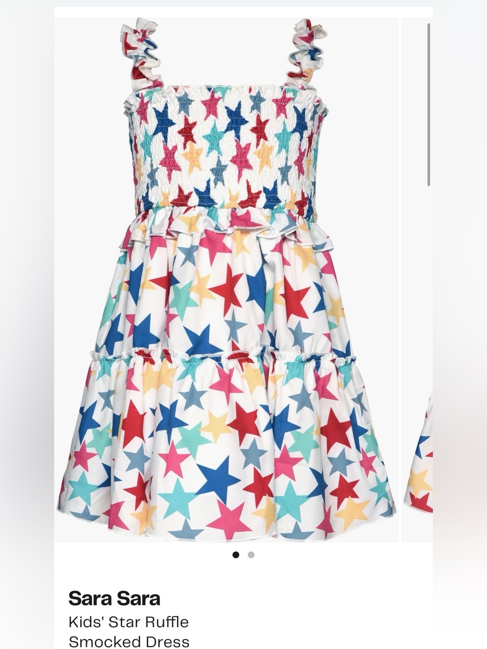 NWOT-Sara Sata Kids Star Ruffle Smocked Sundress